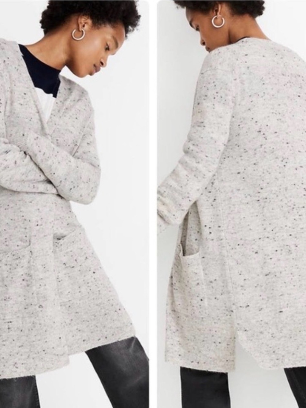Madewell Kent Cardigan Heather Fog XS Comfort Lounge Wool Blend